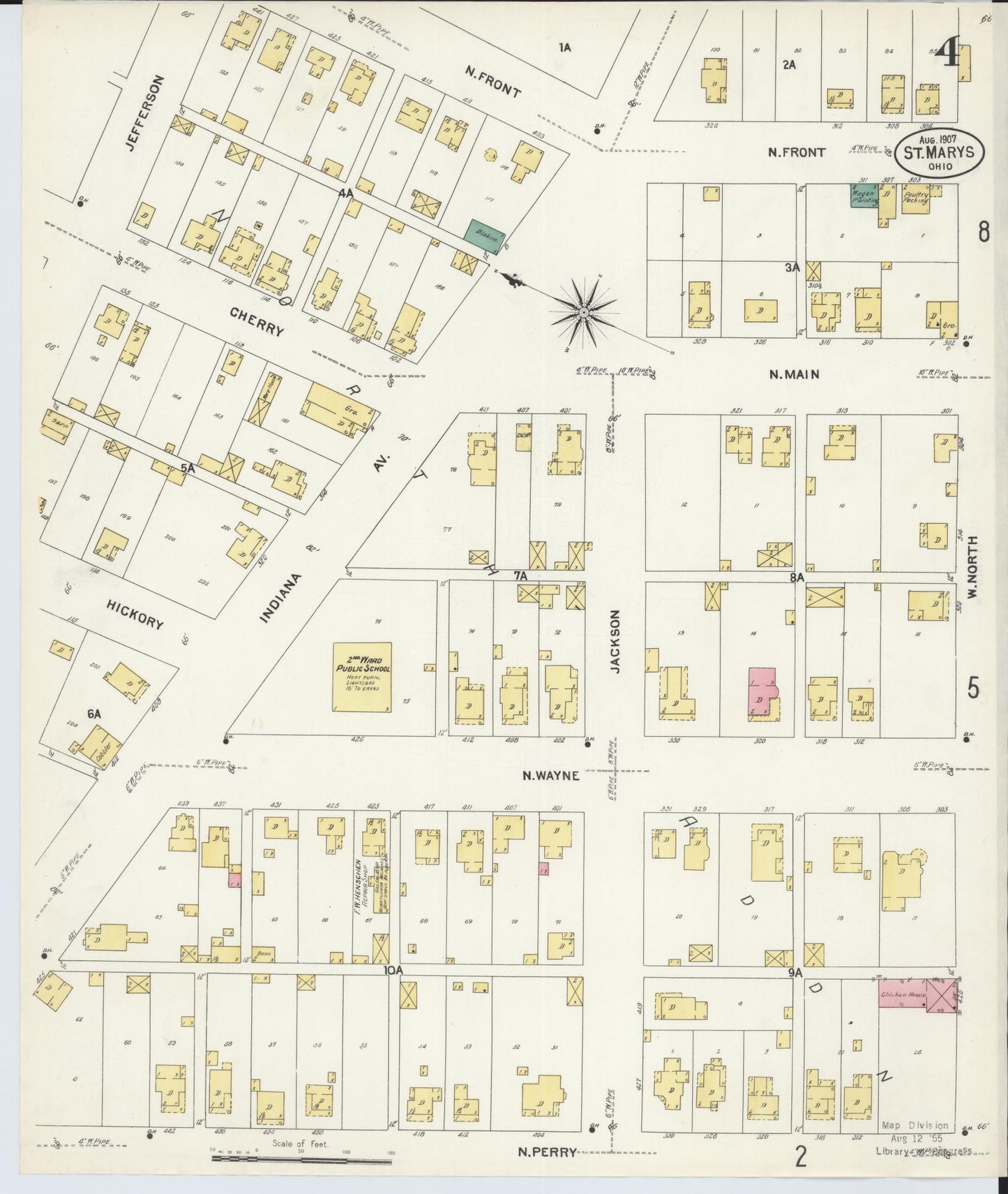 Sanborn Fire Insurance Map from Saint Marys, Auglaize County, Ohio (1907), Sheet #0004 - Complete Map Set gallery image, historic Sanborn map, vintage wall art, Ohio Ohio
