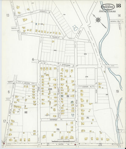 Sanborn Fire Insurance Map from Ridgewood, Bergen County, New Jersey (1916), Sheet #0018 - Complete Map Set gallery image, historic Sanborn map, vintage wall art, New Jersey New Jersey