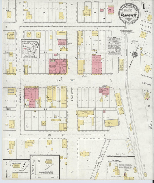 Sanborn Fire Insurance Map from Plainview, Yell County, Arkansas (1919), Sheet #0001 - Complete Map Set gallery image, historic Sanborn map, vintage wall art, Arkansas Arkansas