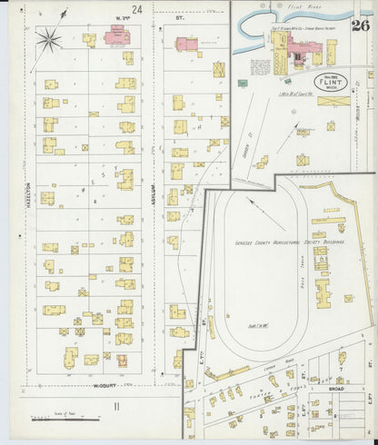Sanborn Fire Insurance Map from Flint, Genesee County, Michigan (1902), Sheet #0026 - Complete Map Set gallery image, historic Sanborn map, vintage wall art, Michigan Michigan