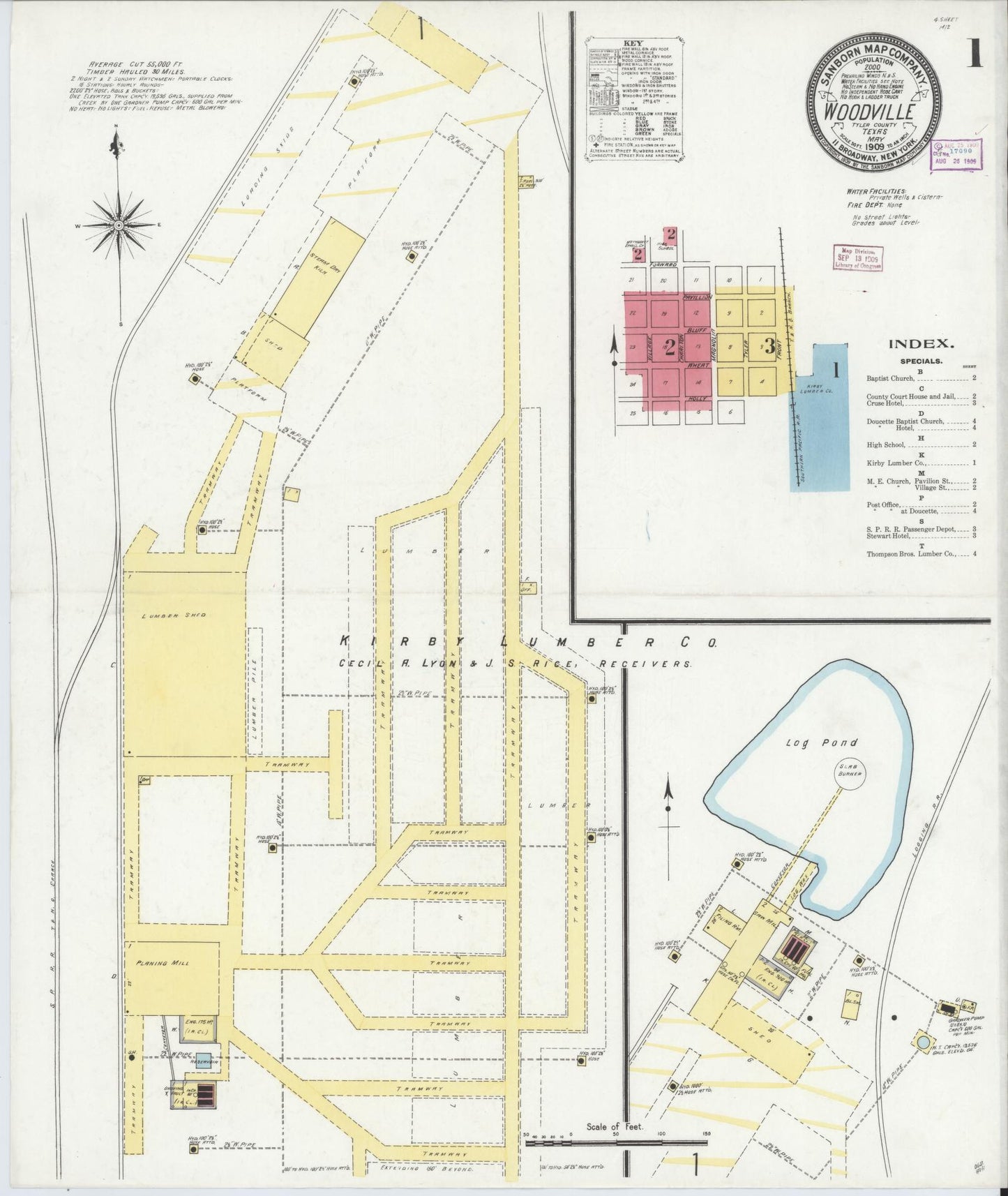 Sanborn Fire Insurance Map from Woodville, Tyler County, Texas. (1909) – Historic Sanborn Fire Insurance Map Print