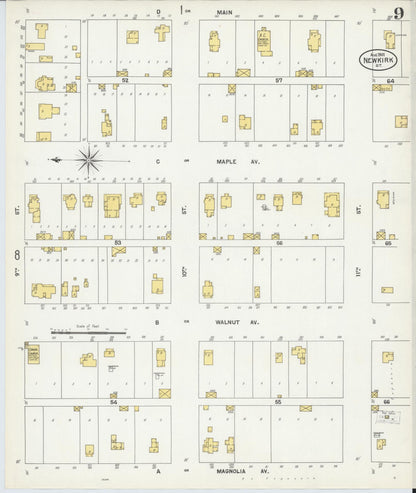 Sanborn Fire Insurance Map from Newkirk, Kay County, Oklahoma (1901), Sheet #0009 - Complete Map Set gallery image, historic Sanborn map, vintage wall art, Oklahoma Oklahoma