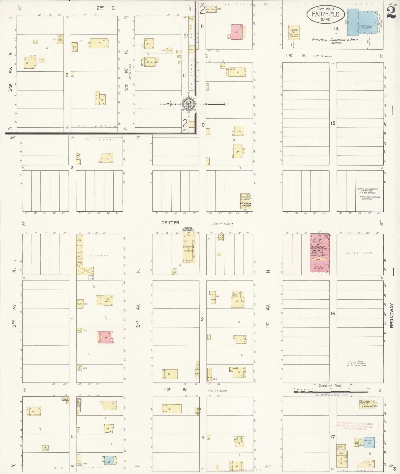 Sanborn Fire Insurance Map from Fairfield, Camas County, Idaho (1920), Sheet #0002 - Complete Map Set gallery image, historic Sanborn map, vintage wall art, Idaho Idaho