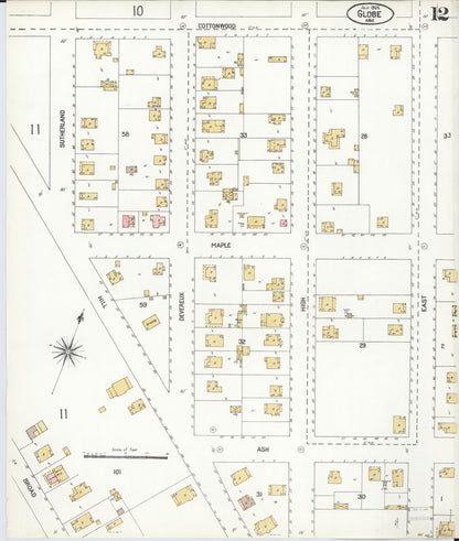 Sanborn Fire Insurance Map from Globe, Gila County, Arizona (1906), Sheet #0012 - Complete Map Set gallery image, historic Sanborn map, vintage wall art, Arizona Arizona