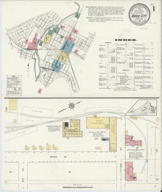 Sanborn Fire Insurance Map from Basic City, Augusta County, Virginia. (1913) – Historic Sanborn Fire Insurance Map Print