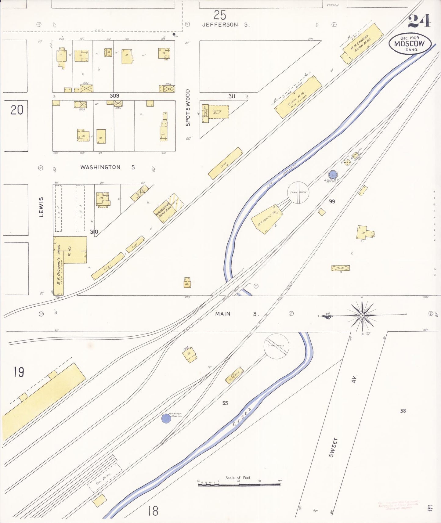 Sanborn Fire Insurance Map from Moscow, Latah County, Idaho (1909), Sheet #0024 - Complete Map Set gallery image, historic Sanborn map, vintage wall art, Idaho Idaho