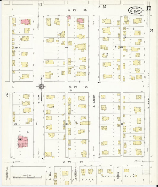 Sanborn Fire Insurance Map from Ottawa, Franklin County, Kansas (1912), Sheet #0017 - Historic Sanborn Fire Insurance Map Print, vintage old map wall art, antique decor, genealogy gift, Kansas Kansas map