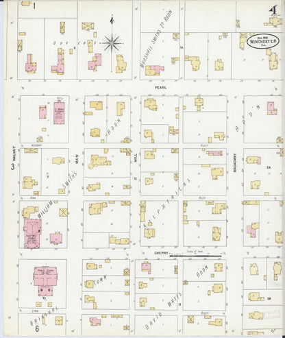 Sanborn Fire Insurance Map from Winchester, Scott County, Illinois (1906), Sheet #0004 - Historic Sanborn Fire Insurance Map Print, vintage old map wall art, antique decor, genealogy gift, Illinois Illinois map