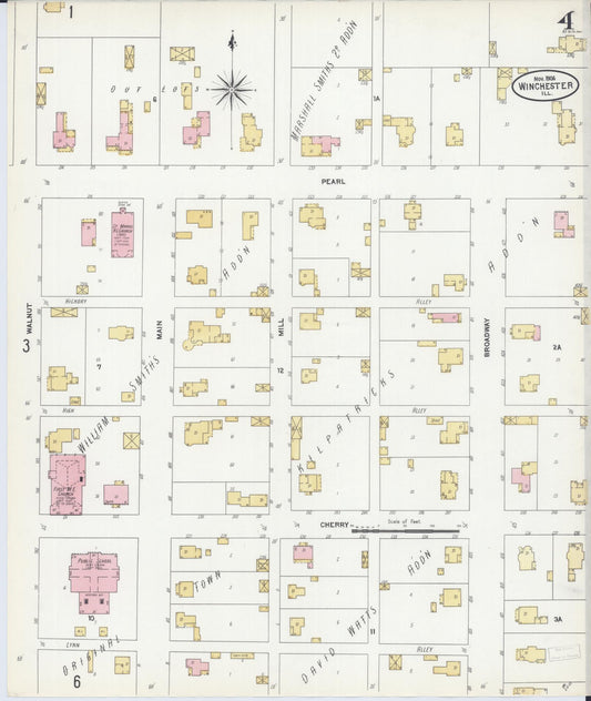 Sanborn Fire Insurance Map from Winchester, Scott County, Illinois (1906), Sheet #0004 - Historic Sanborn Fire Insurance Map Print, vintage old map wall art, antique decor, genealogy gift, Illinois Illinois map