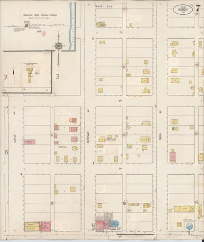 Sanborn Fire Insurance Map from Hardin, Big Horn County, Montana (1927), Sheet #0007 - Complete Map Set gallery image, historic Sanborn map, vintage wall art, Montana Montana