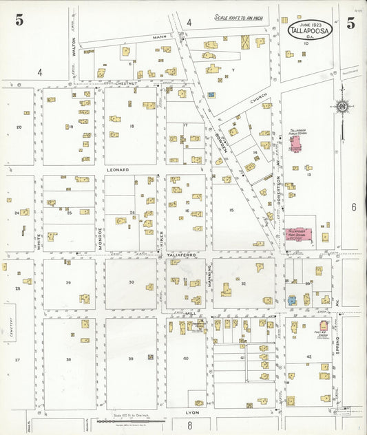 Sanborn Fire Insurance Map from Tallapoosa, Haralson County, Georgia (1923), Sheet #0005 - Historic Sanborn Fire Insurance Map Print, vintage old map wall art, antique decor, genealogy gift, Georgia Georgia map