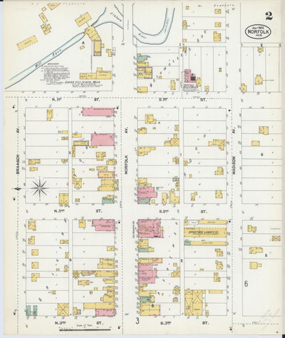 Sanborn Fire Insurance Map from Norfolk, Madison County, Nebraska (1902), Sheet #0002 - Complete Map Set gallery image, historic Sanborn map, vintage wall art, Nebraska Nebraska