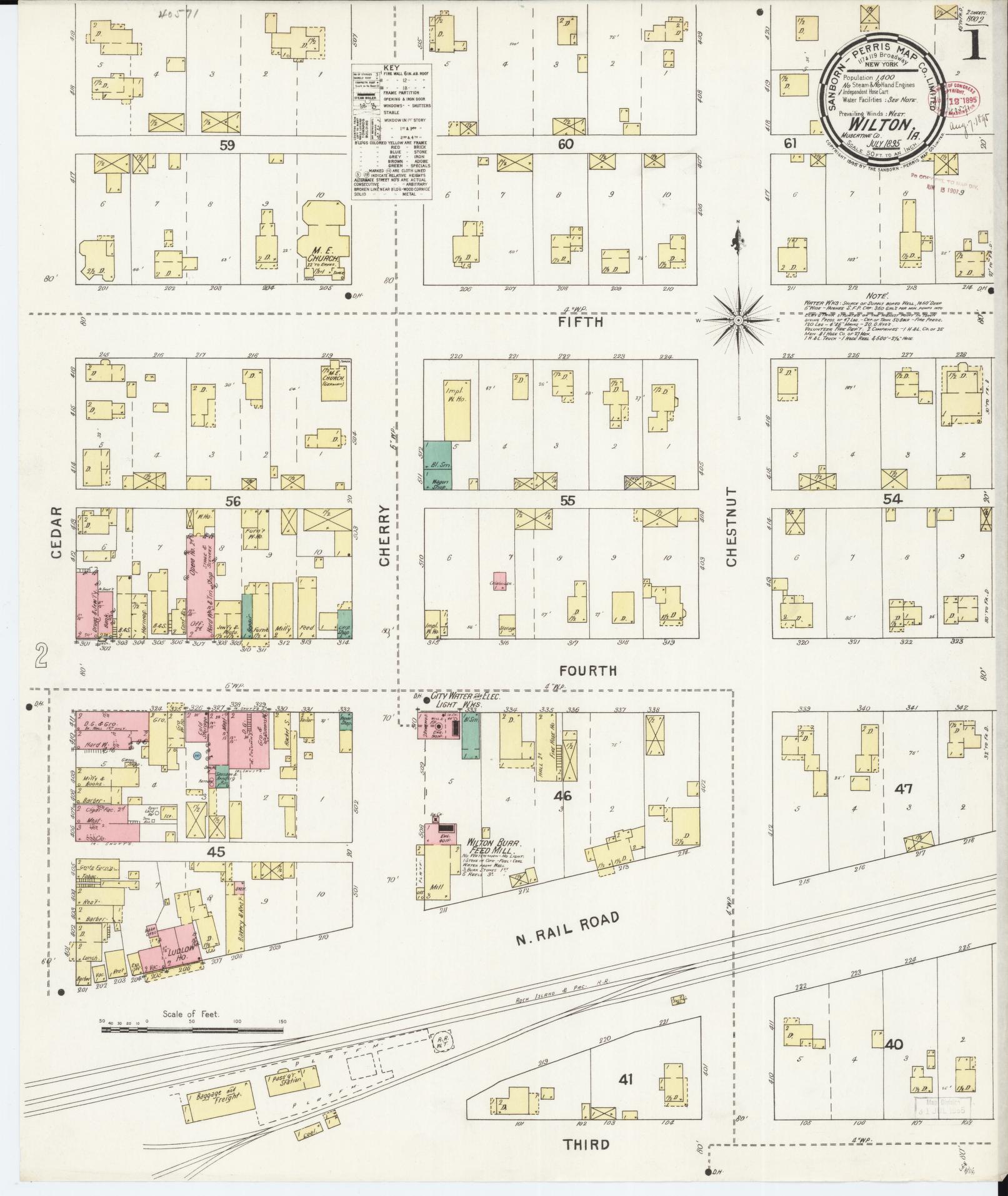 Sanborn Fire Insurance Map from Wilton Junction, Muscatine County, Iowa (1895), Sheet #0001 - Historic Sanborn Fire Insurance Map Print