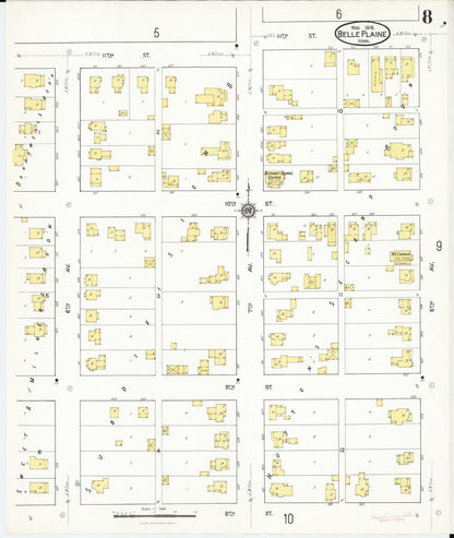 Sanborn Fire Insurance Map from Belle Plaine, Benton County, Iowa (1916), Sheet #0008 - Historic Sanborn Fire Insurance Map Print