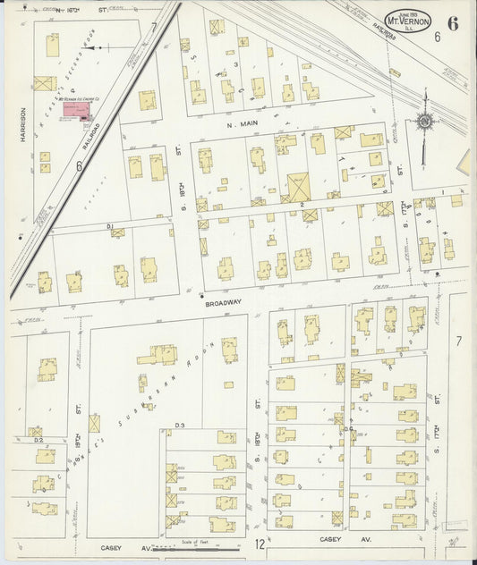 Sanborn Fire Insurance Map from Mount Vernon, Jefferson County, Illinois (1913), Sheet #0006 - Historic Sanborn Fire Insurance Map Print, vintage old map wall art, antique decor, genealogy gift, Illinois Illinois map