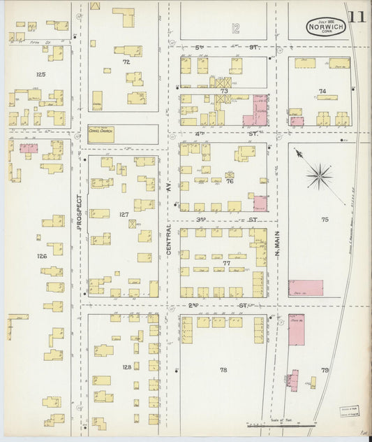 Sanborn Fire Insurance Map from Norwich, New London County, Connecticut (1892), Sheet #0011 - Historic Sanborn Fire Insurance Map Print, vintage old map wall art, antique decor, genealogy gift, Connecticut Connecticut map