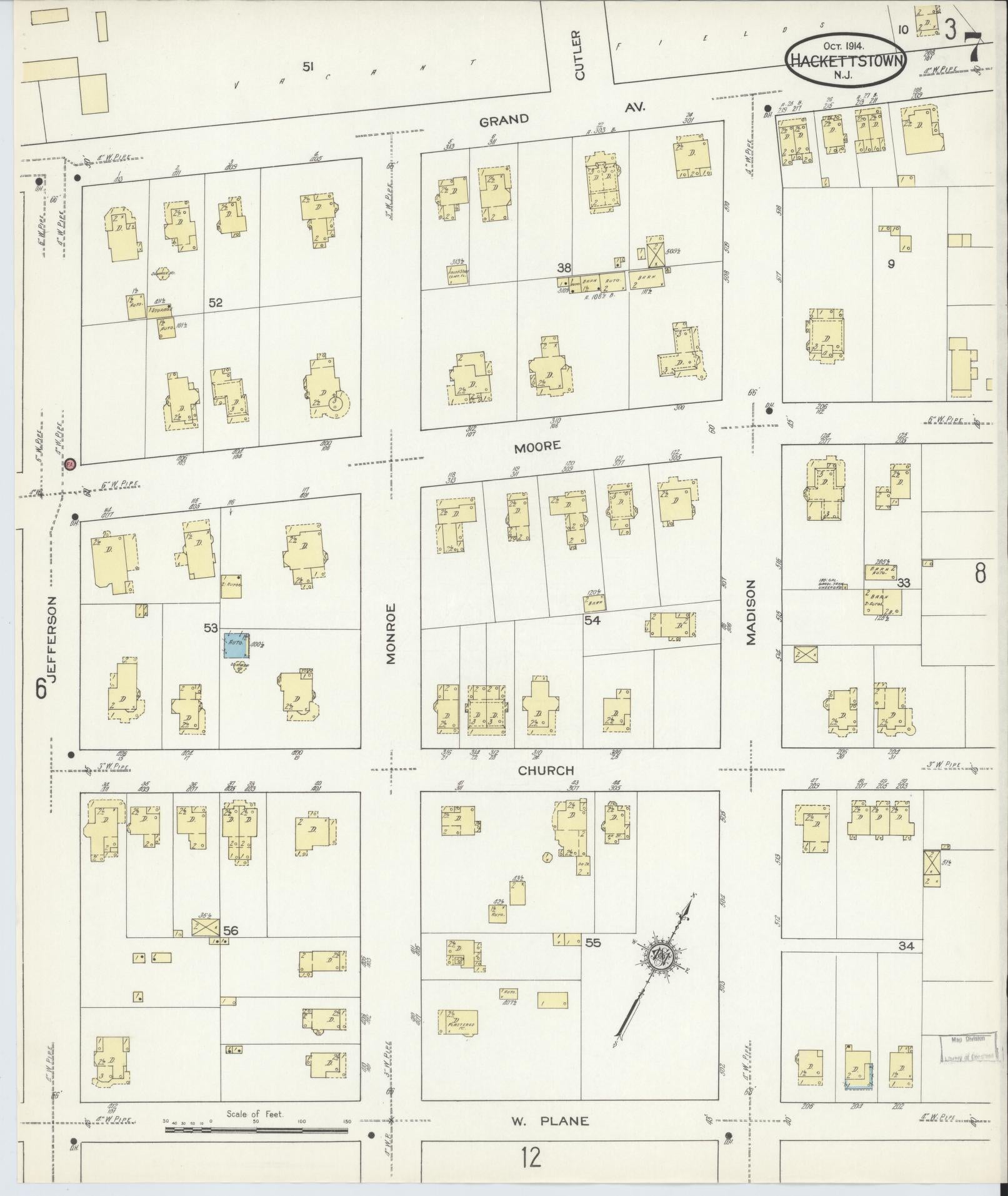 Sanborn Fire Insurance Map from Hackettstown, Warren County, New Jersey (1914), Sheet #0007 - Complete Map Set gallery image, historic Sanborn map, vintage wall art, New Jersey New Jersey