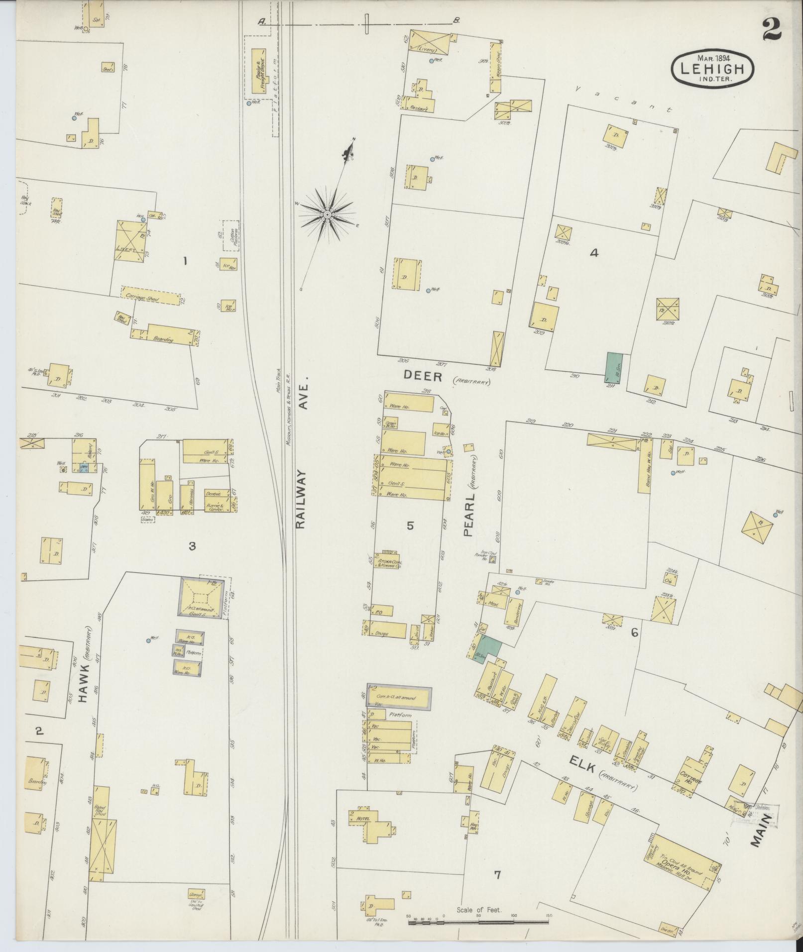 Sanborn Fire Insurance Map from Lehigh, Coal County, Oklahoma (1894), Sheet #0002 - Historic Sanborn Fire Insurance Map Print, vintage old map wall art, antique decor, genealogy gift, Oklahoma Oklahoma map