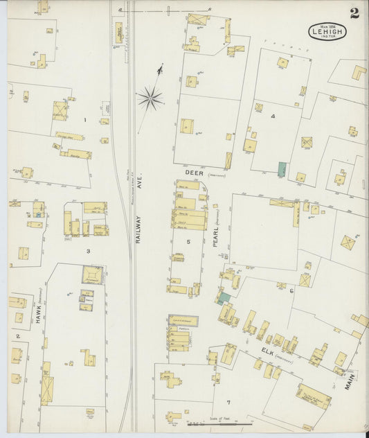 Sanborn Fire Insurance Map from Lehigh, Coal County, Oklahoma (1894), Sheet #0002 - Historic Sanborn Fire Insurance Map Print, vintage old map wall art, antique decor, genealogy gift, Oklahoma Oklahoma map