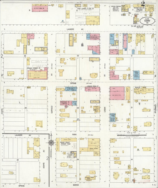 Sanborn Fire Insurance Map from Terry, Prairie County, Montana (1920), Sheet #0002 - Historic Sanborn Fire Insurance Map Print, vintage old map wall art, antique decor, genealogy gift, Montana Montana map