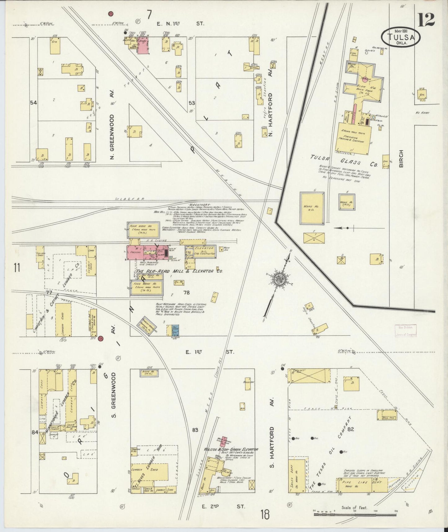 Sanborn Fire Insurance Map from Tulsa, Tulsa County, Oklahoma (1911), Sheet #0012 - Complete Map Set gallery image, historic Sanborn map, vintage wall art, Oklahoma Oklahoma