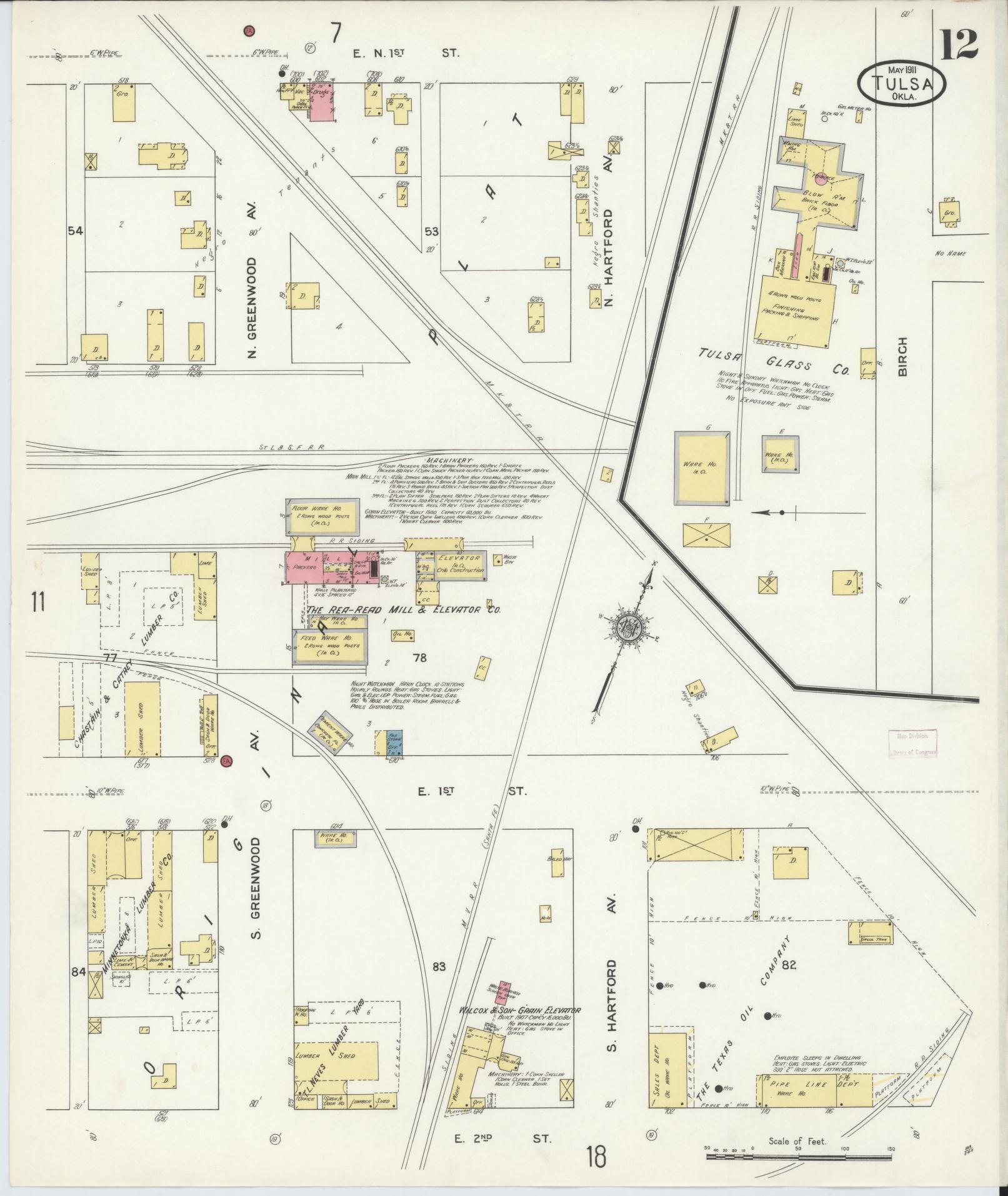 Sanborn Fire Insurance Map from Tulsa, Tulsa County, Oklahoma (1911), Sheet #0012 - Complete Map Set gallery image, historic Sanborn map, vintage wall art, Oklahoma Oklahoma