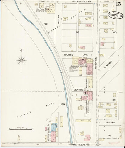 Sanborn Fire Insurance Map from Burlington, Des Moines County, Iowa (1888), Sheet #0015 - Historic Sanborn Fire Insurance Map Print
