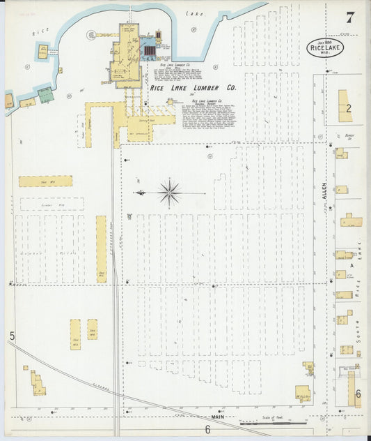 Sanborn Fire Insurance Map from Rice Lake, Barron County, Wisconsin (1899), Sheet #0007 - Historic Sanborn Fire Insurance Map Print, vintage old map wall art, antique decor, genealogy gift, Wisconsin Wisconsin map