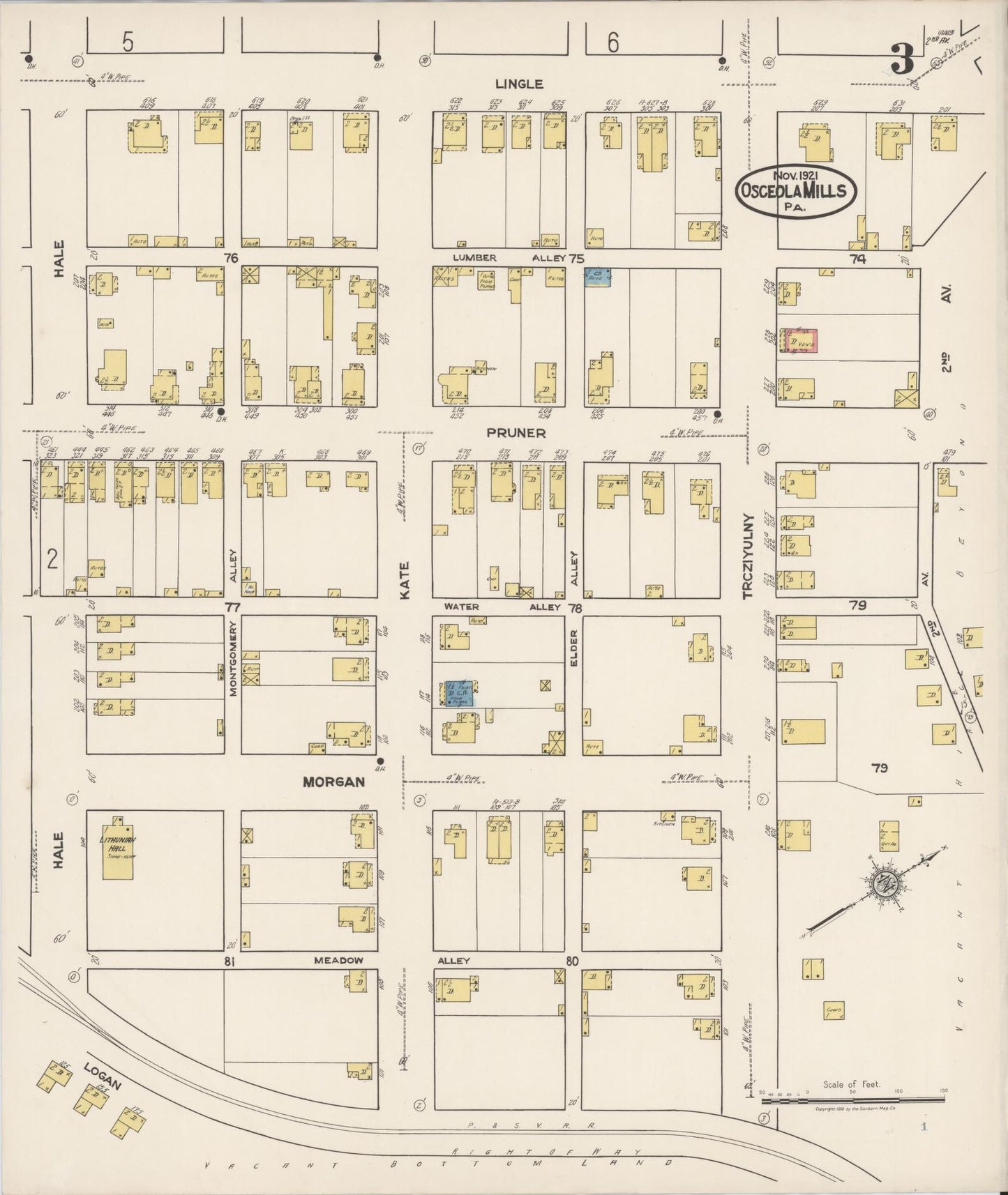 Sanborn Fire Insurance Map from Osceola Mills, Clearfield County, Pennsylvania (1921), Sheet #0003 - Complete Map Set gallery image, historic Sanborn map, vintage wall art, Pennsylvania Pennsylvania