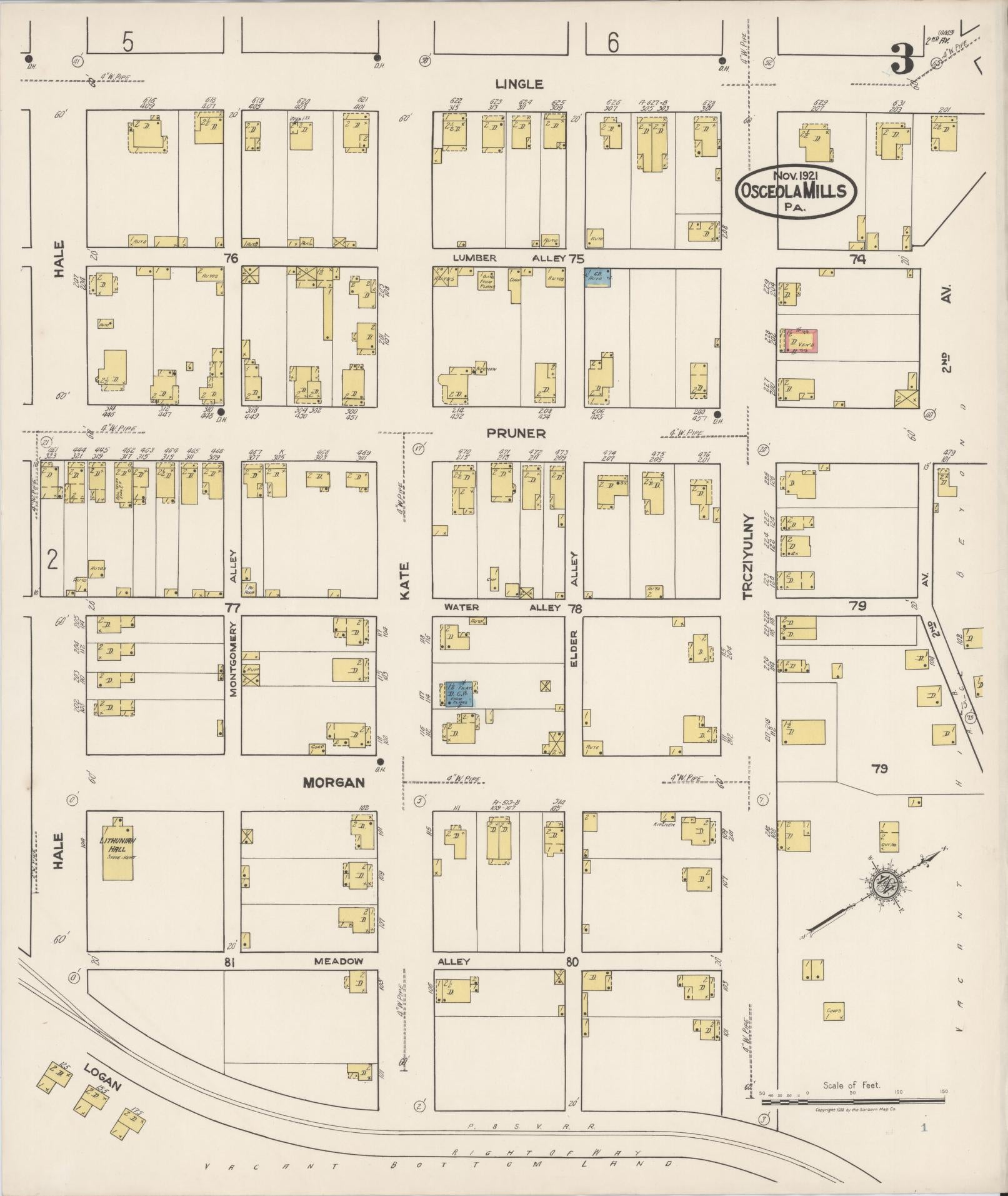 Sanborn Fire Insurance Map from Osceola Mills, Clearfield County, Pennsylvania (1921), Sheet #0003 - Complete Map Set gallery image, historic Sanborn map, vintage wall art, Pennsylvania Pennsylvania