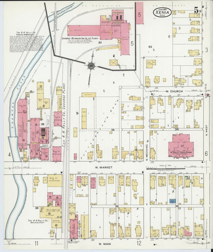 Sanborn Fire Insurance Map from Xenia, Greene County, Ohio (1919), Sheet #0005 - Complete Map Set gallery image, historic Sanborn map, vintage wall art, Ohio Ohio