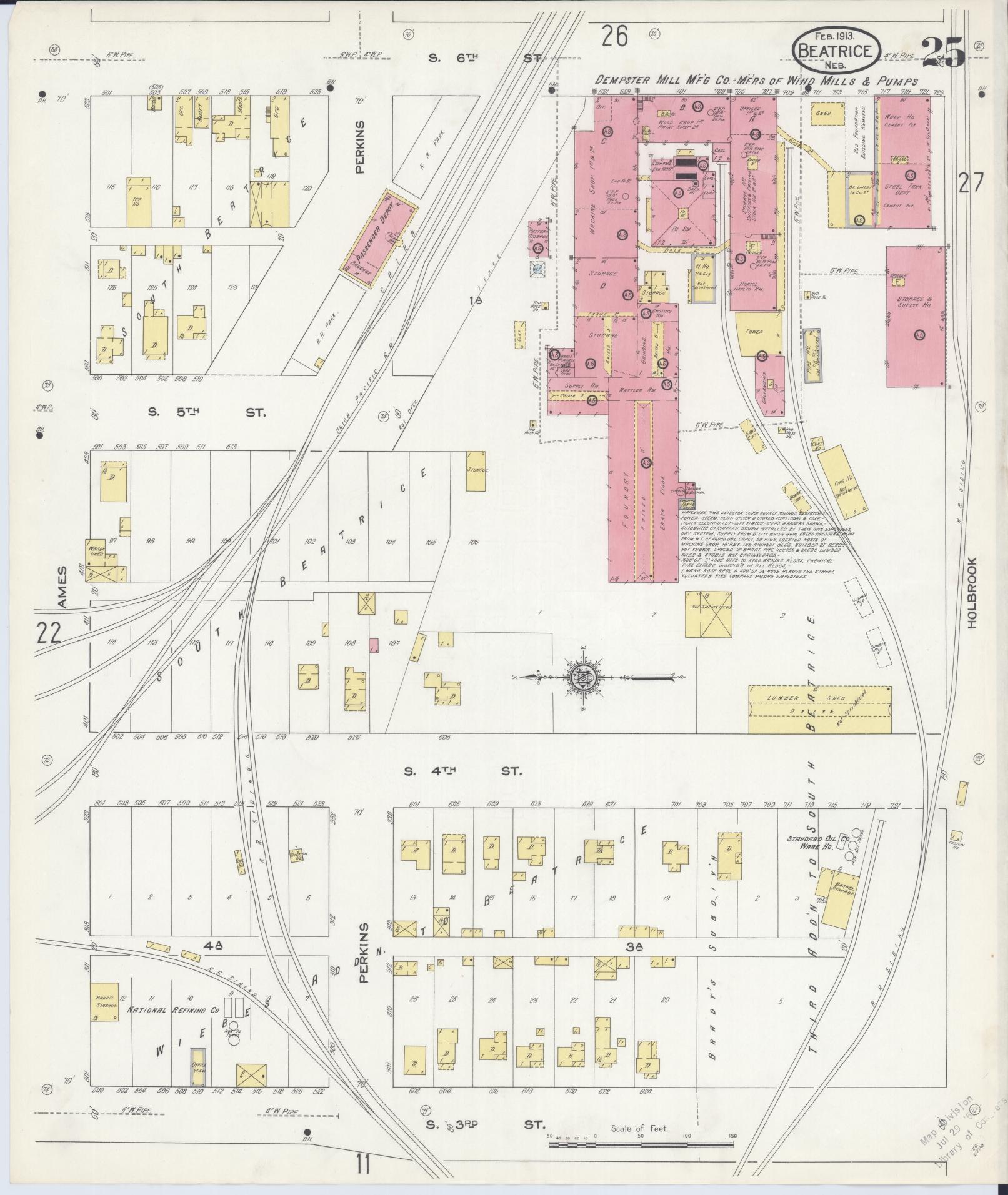 Sanborn Fire Insurance Map from Beatrice, Gage County, Nebraska (1913), Sheet #0025 - Complete Map Set gallery image, historic Sanborn map, vintage wall art, Nebraska Nebraska