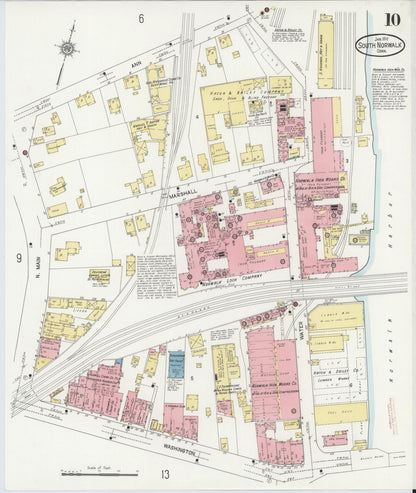 Sanborn Fire Insurance Map from South Norwalk, Fairfield County, Connecticut (1912), Sheet #0010 - Complete Map Set gallery image, historic Sanborn map, vintage wall art, Connecticut Connecticut