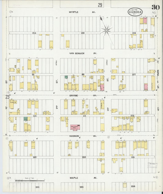 Sanborn Fire Insurance Map from Cohoes, Albany County, New York (1902), Sheet #0030 - Historic Sanborn Fire Insurance Map Print, vintage old map wall art, antique decor, genealogy gift, New York New York map