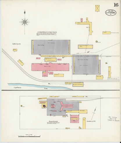 Sanborn Fire Insurance Map from Latrobe, Westmoreland County, Pennsylvania (1903), Sheet #0016 - Historic Sanborn Fire Insurance Map Print, vintage old map wall art, antique decor, genealogy gift, Pennsylvania Pennsylvania map