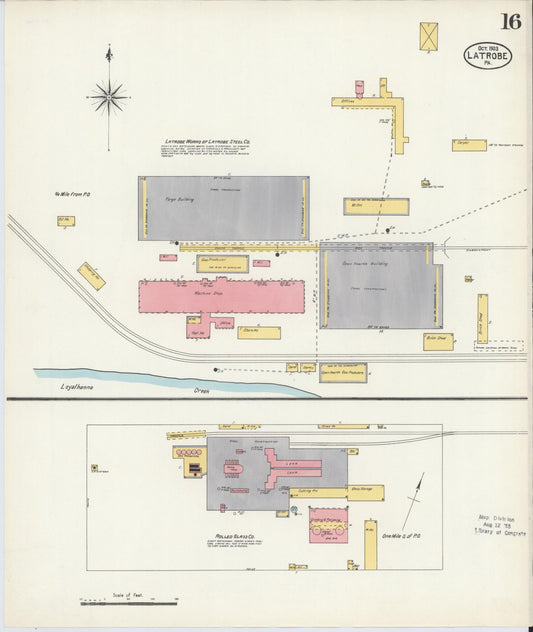 Sanborn Fire Insurance Map from Latrobe, Westmoreland County, Pennsylvania (1903), Sheet #0016 - Historic Sanborn Fire Insurance Map Print, vintage old map wall art, antique decor, genealogy gift, Pennsylvania Pennsylvania map