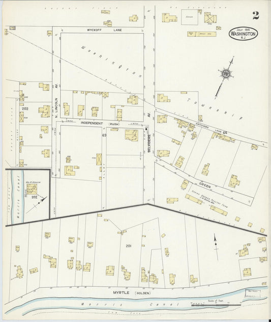 Sanborn Fire Insurance Map from Washington, Warren County, New Jersey (1914), Sheet #0002 - Complete Map Set gallery image, historic Sanborn map, vintage wall art, New Jersey New Jersey