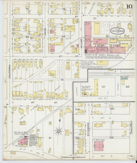 Sanborn Fire Insurance Map from Columbus, Bartholomew County, Indiana (1892), Sheet #0010 - Historic Sanborn Fire Insurance Map Print, vintage old map wall art, antique decor, genealogy gift, Indiana Indiana map