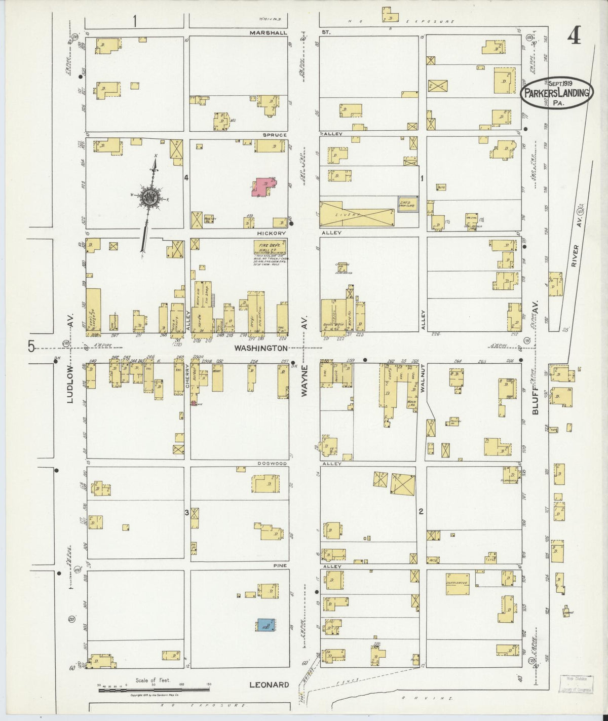 Sanborn Fire Insurance Map from Parkers Landing, Armstrong County, Pennsylvania (1919), Sheet #0004 - Historic Sanborn Fire Insurance Map Print, vintage old map wall art, antique decor, genealogy gift, Pennsylvania Pennsylvania map