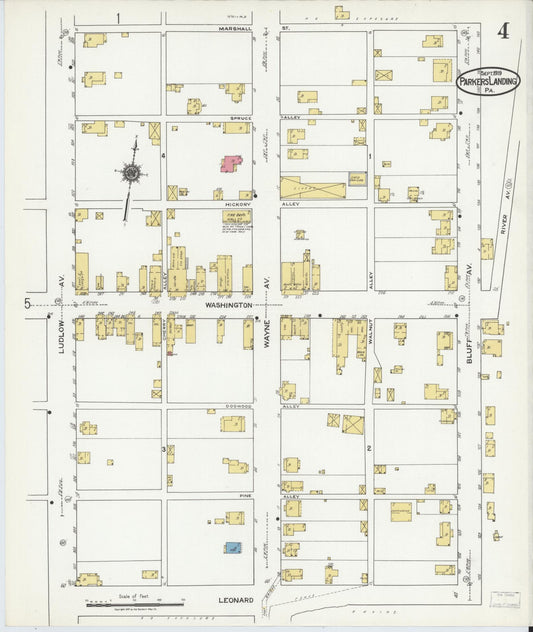 Sanborn Fire Insurance Map from Parkers Landing, Armstrong County, Pennsylvania (1919), Sheet #0004 - Historic Sanborn Fire Insurance Map Print, vintage old map wall art, antique decor, genealogy gift, Pennsylvania Pennsylvania map