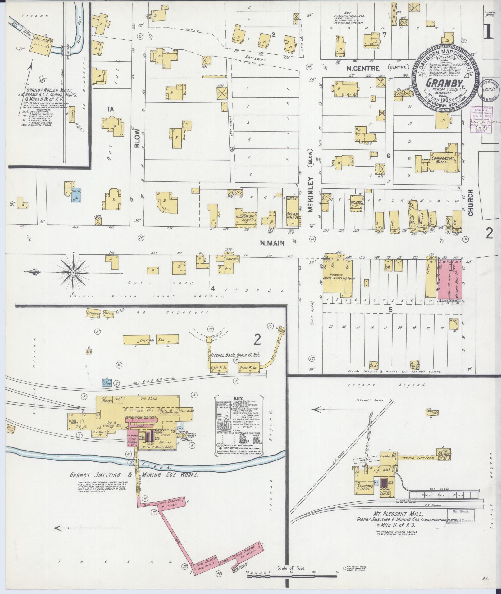 Sanborn Fire Insurance Map from Granby, Newton County, Missouri (1902), Sheet #0001 - Complete Map Set gallery image, historic Sanborn map, vintage wall art, Missouri Missouri