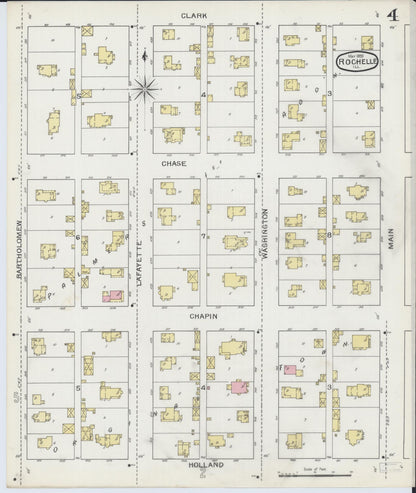 Sanborn Fire Insurance Map from Rochelle, Ogle County, Illinois (1893), Sheet #0004 - Historic Sanborn Fire Insurance Map Print, vintage old map wall art, antique decor, genealogy gift, Illinois Illinois map
