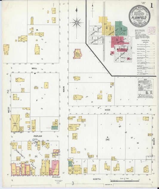 Sanborn Fire Insurance Map from Plainfield, Waushara County, Wisconsin (1908), Sheet #0001 - Historic Sanborn Fire Insurance Map Print, vintage old map wall art, antique decor, genealogy gift, Wisconsin Wisconsin map