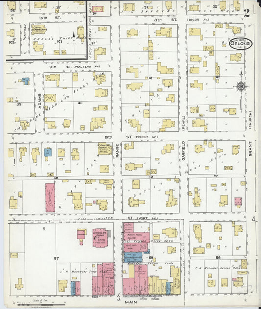 Sanborn Fire Insurance Map from Oblong, Crawford County, Illinois (1920), Sheet #0002 - Historic Sanborn Fire Insurance Map Print, vintage old map wall art, antique decor, genealogy gift, Illinois Illinois map