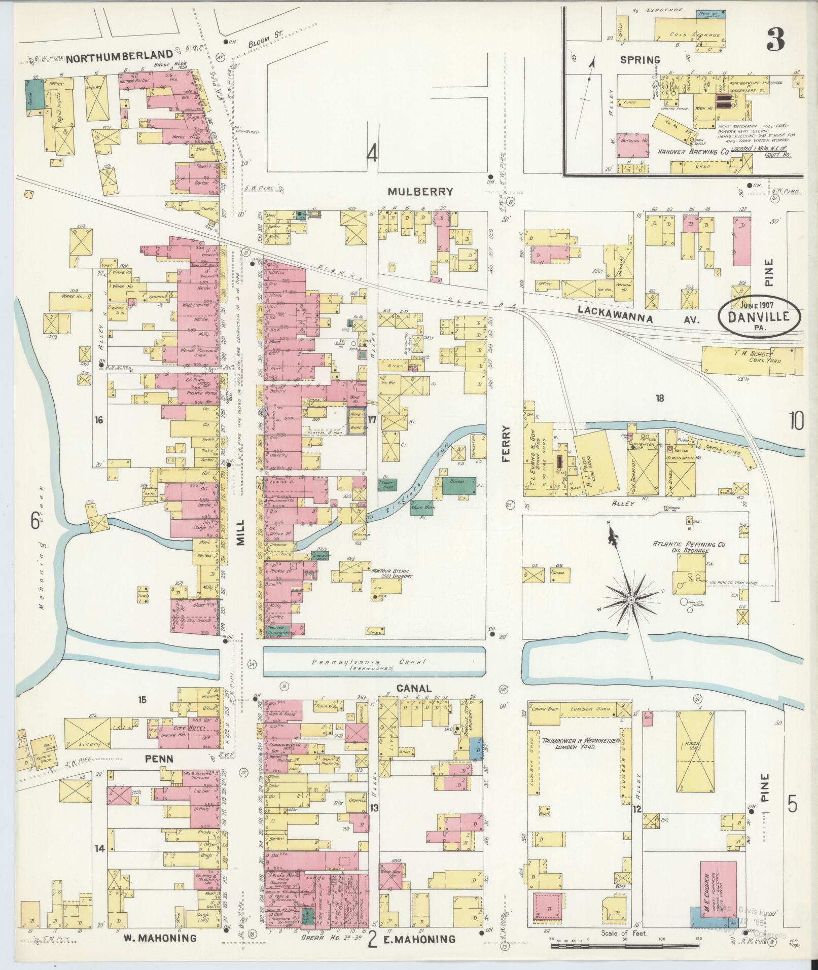 Sanborn Fire Insurance Map from Danville, Montour County, Pennsylvania (1907), Sheet #0003 - Complete Map Set gallery image, historic Sanborn map, vintage wall art, Pennsylvania Pennsylvania