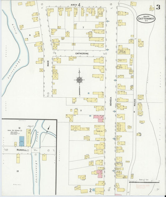 Sanborn Fire Insurance Map from Chittenango, Madison County, New York (1911), Sheet #0003 - Historic Sanborn Fire Insurance Map Print, vintage old map wall art, antique decor, genealogy gift, New York New York map