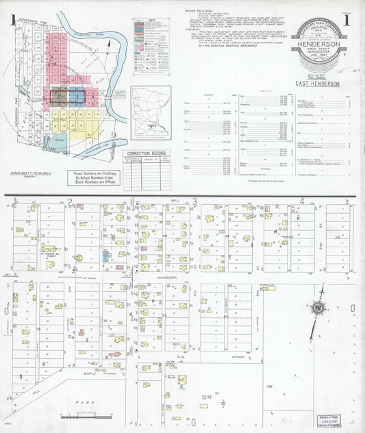Sanborn Fire Insurance Map from Henderson, Sibley County, Minnesota (1947), Sheet #0001 - Complete Map Set gallery image, historic Sanborn map, vintage wall art, Minnesota Minnesota
