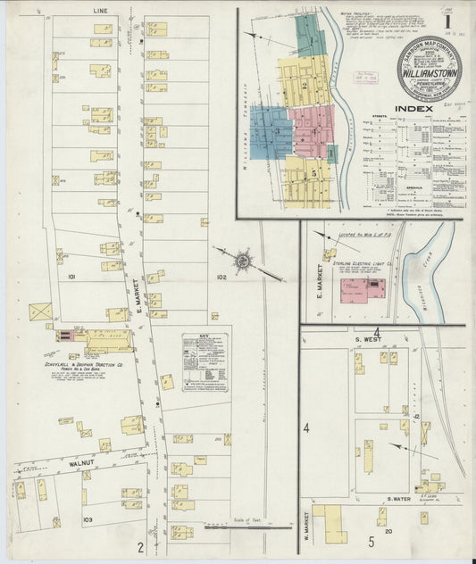Sanborn Fire Insurance Map from Williamstown, Dauphin County, Pennsylvania (1911), Sheet #0001 - Historic Sanborn Fire Insurance Map Print, vintage old map wall art, antique decor, genealogy gift, Pennsylvania Pennsylvania map
