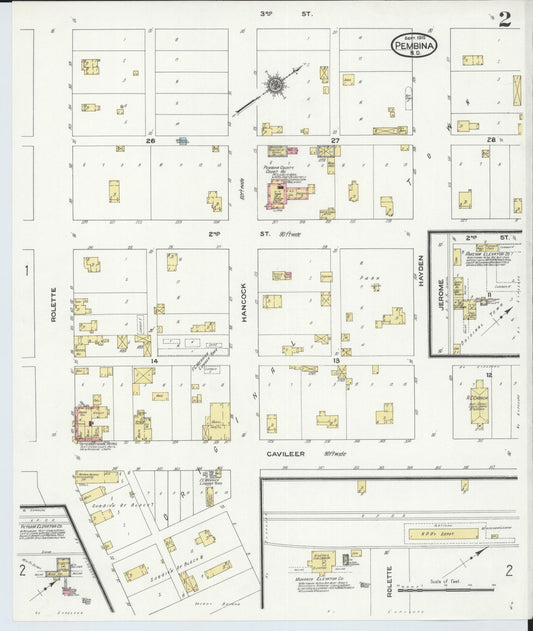 Sanborn Fire Insurance Map from Pembina, Pembina County, North Dakota (1910), Sheet #0002 - Historic Sanborn Fire Insurance Map Print, vintage old map wall art, antique decor, genealogy gift, North Dakota North Dakota map