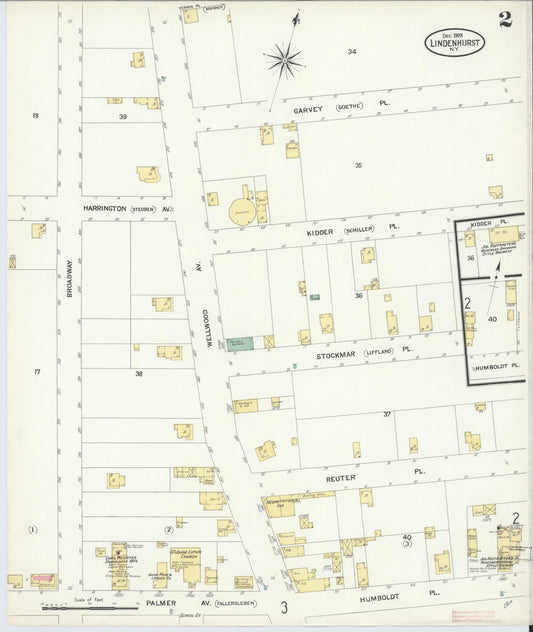 Sanborn Fire Insurance Map from Lindenhurst, Suffolk County, New York (1908), Sheet #0002 - Historic Sanborn Fire Insurance Map Print, vintage old map wall art, antique decor, genealogy gift, New York New York map
